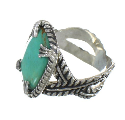 Genuine Sterling Silver Southwestern Turquoise Ring Size 7-3/4 RX62094